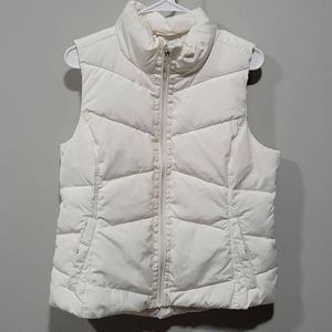 Lands' End Women's White 80% Down 20% Feather Puffer Vest Size M